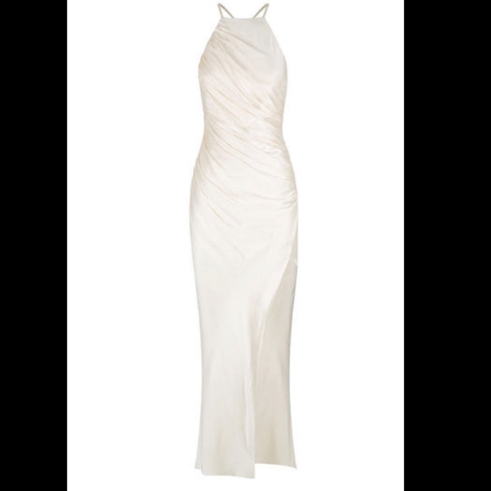 Shona Joy LA LUNE GATHERED SQUARE NECK BIAS MIDI DRESS - CREAM